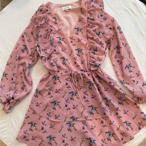 Yumi Kim Blush Floral Ruffle Mini Dress